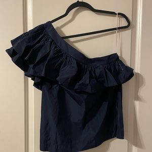 Trina Turk of the shoulder asymmetrical ruffle top.  Size M NWOT